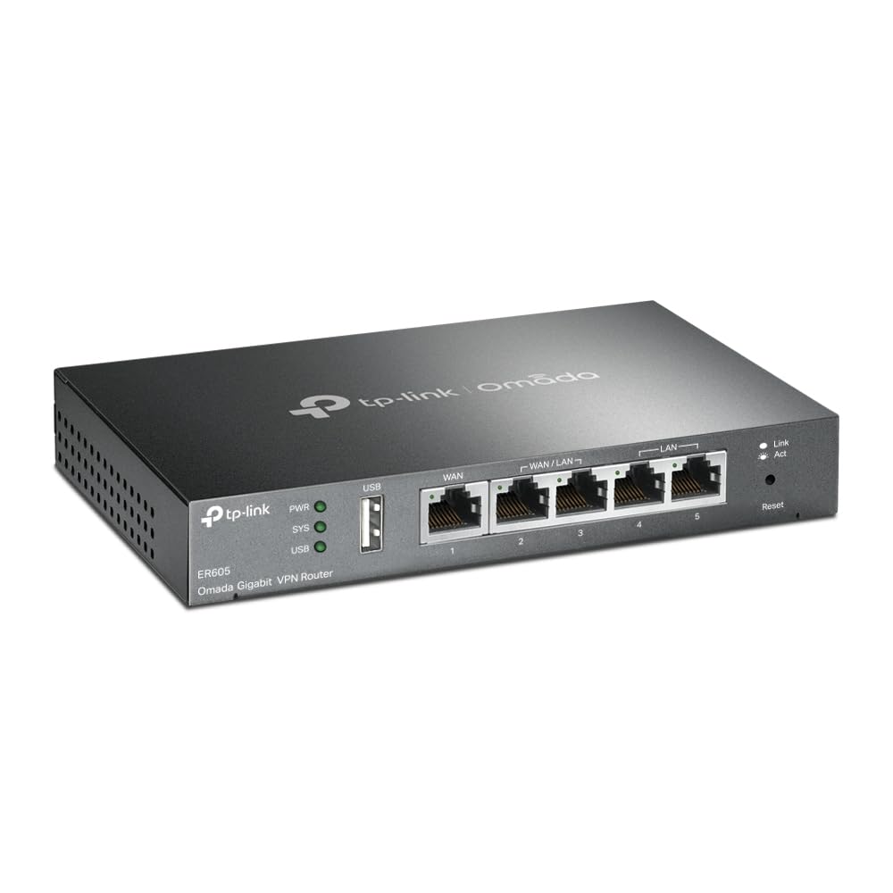 TP-LINK ER605 5-Port Dual WAN VPN Router, Omada SDN, Firewall, Schwarz