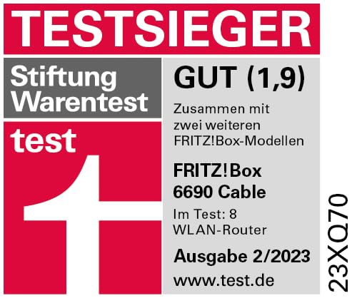 FRITZ!Box 6690 Cable Router, Wi-Fi 6, DOCSIS 3.1, DECT