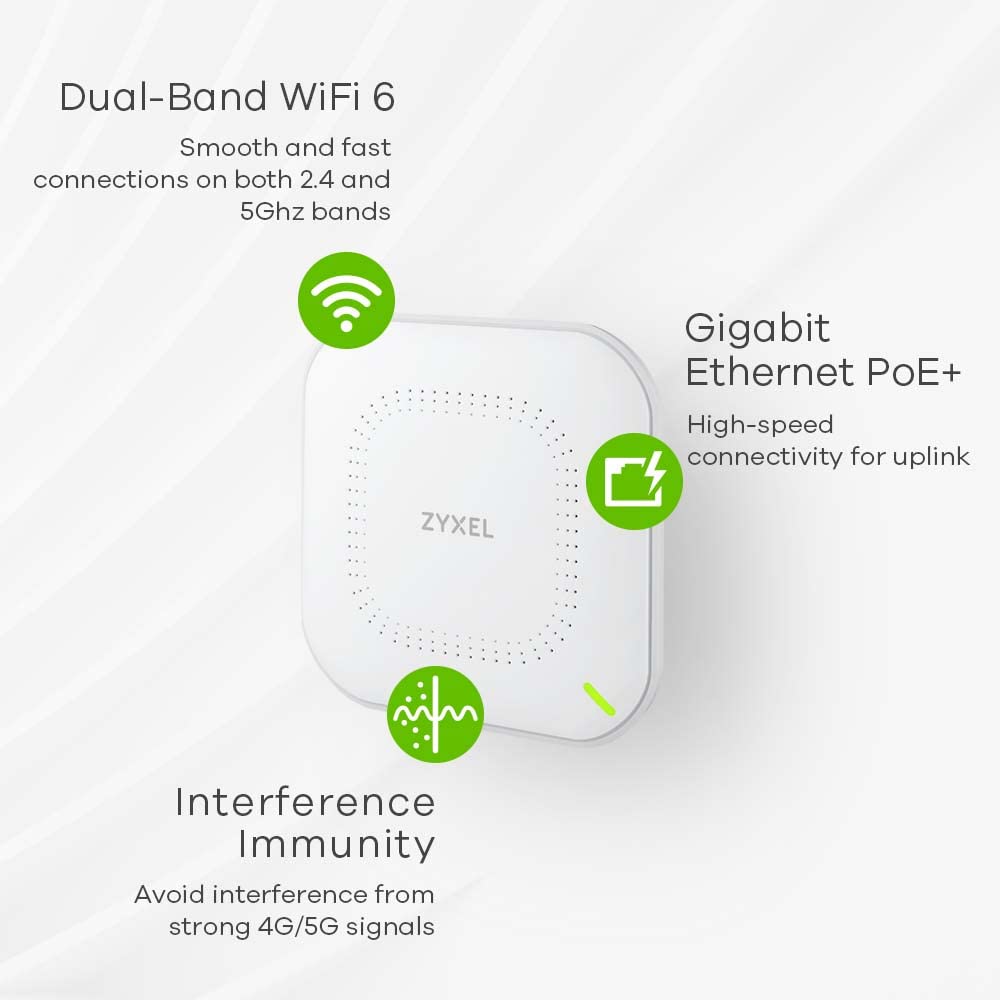Zyxel NWA50AX WiFi 6 AX1800 Access Point, Dual-Band, PoE, Cloud & Standalone verwaltbar