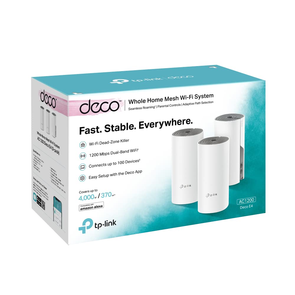 TP-Link Deco E4 Mesh WLAN Set 3er, AC1200 Dual Band, 6x 100Mbit/s Ports