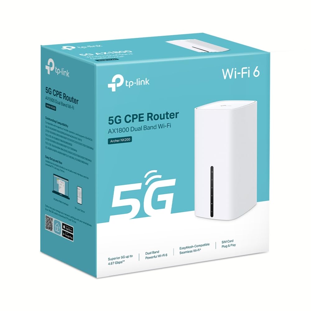 TP-Link Archer NX200 5G LTE Router, AX1800 WLAN, 3x Gigabit, Plug & Play