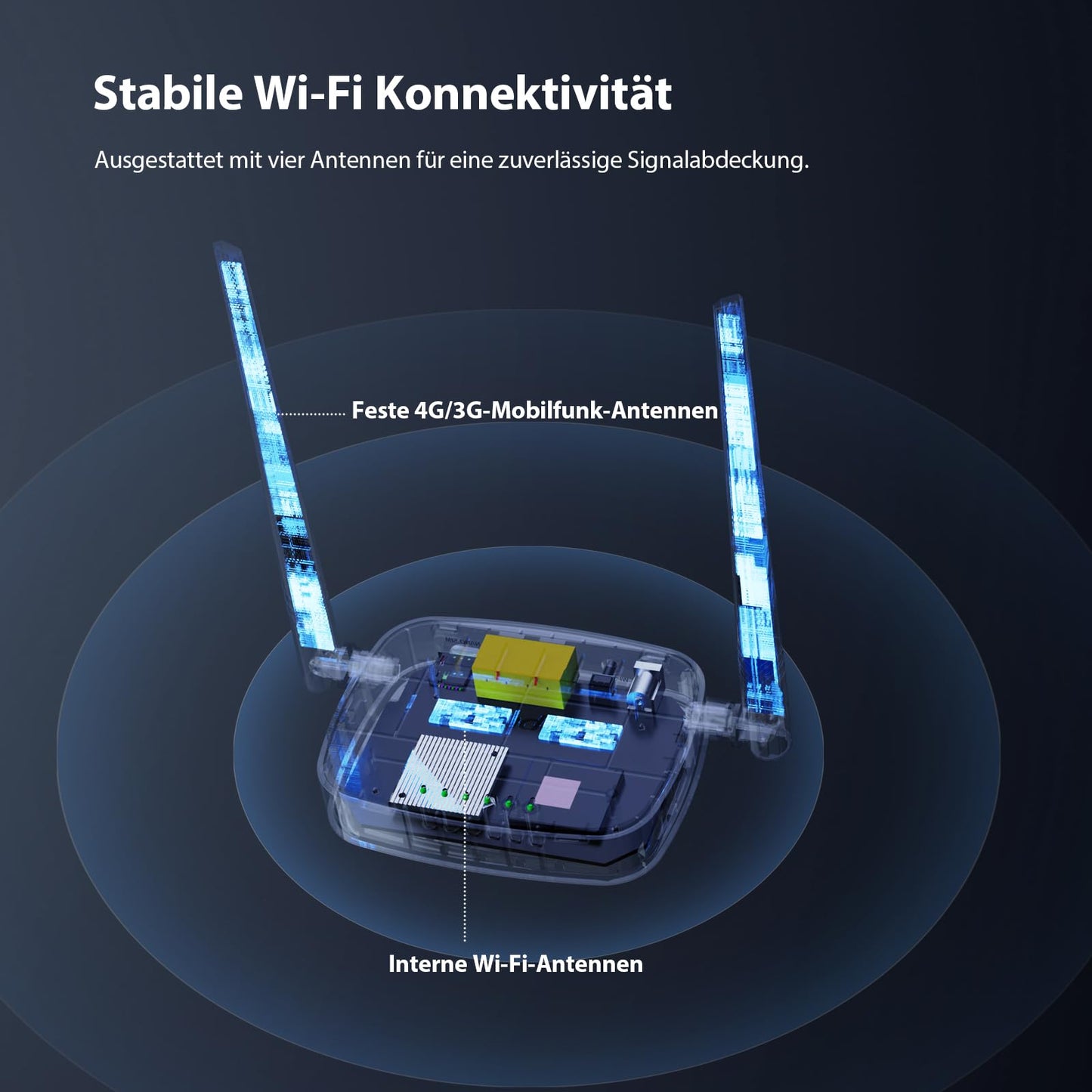 Tenda 4G03 Pro LTE Router, Nano-SIM, N300 WLAN, 2 Antennen, Schwarz