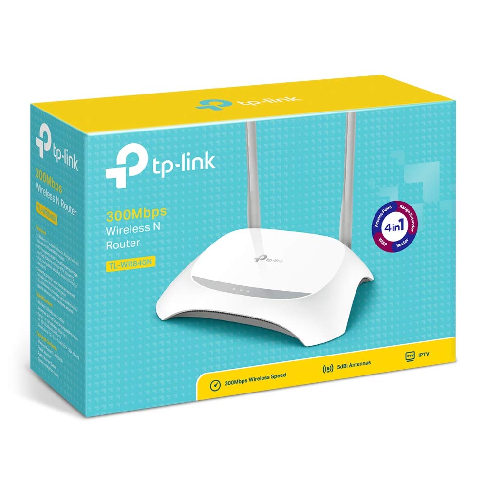 TP-Link TL-WR840N N300 WLAN Router, 300 Mbit/s, 4x LAN, 2 Antennen, IPv6, Accesspoint, Weiß/Schwarz