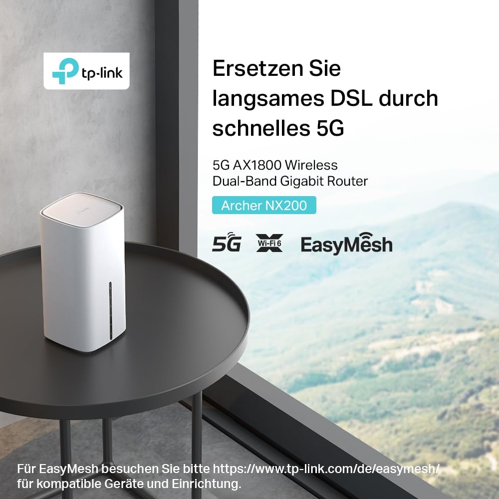 TP-Link Archer NX200 5G LTE Router, AX1800 WLAN, 3x Gigabit, Plug & Play