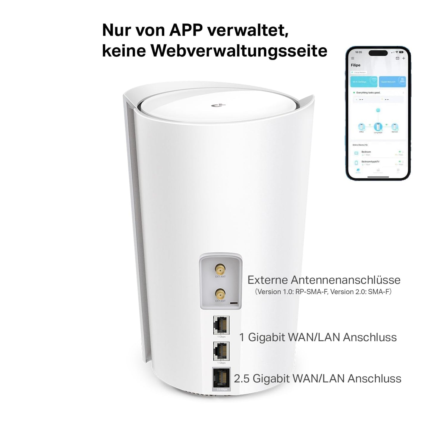 TP-Link Deco X50 5G LTE Router, Wi-Fi 6 AX3000, Sim-Karte, Mesh, Weiß