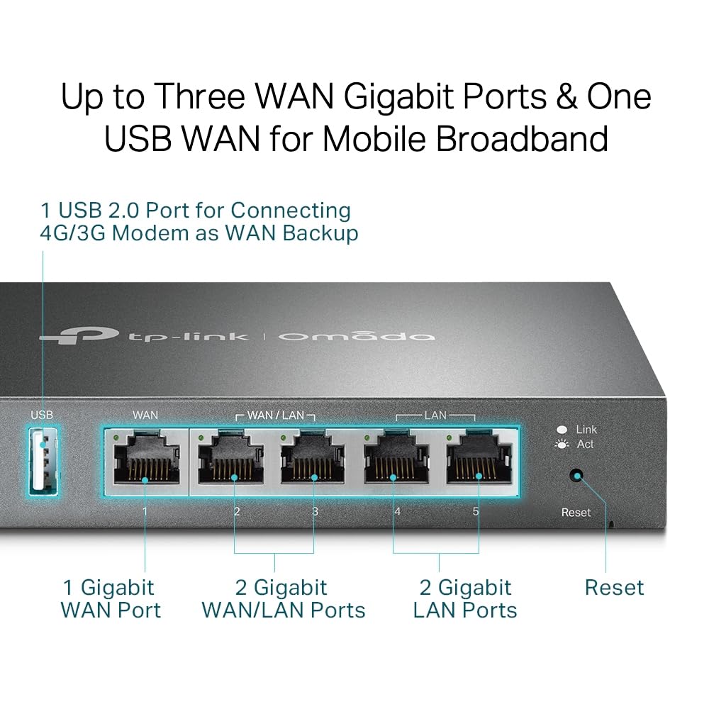 TP-LINK ER605 5-Port Dual WAN VPN Router, Omada SDN, Firewall, Schwarz