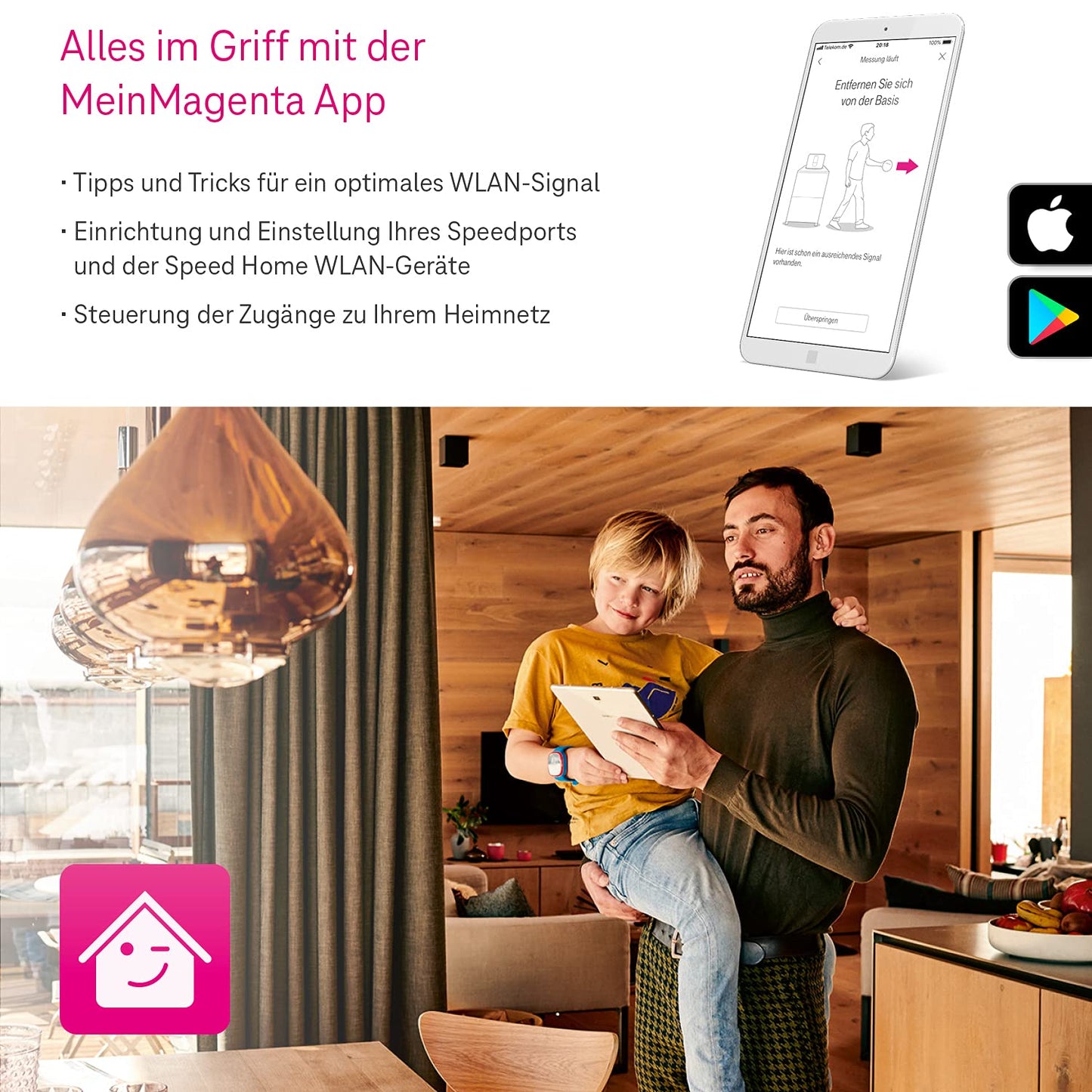 Telekom Speed Home WLAN Verstärker, Wi-Fi 6, Mesh, 4800 Mbit/s, 2 LAN