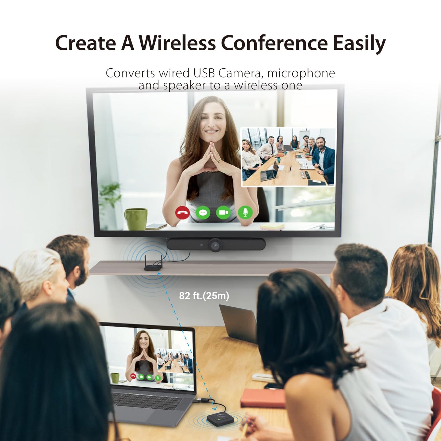 j5create Wireless Extender für USB Webcam & Mikrofon, Windows/Mac (JVW120)
