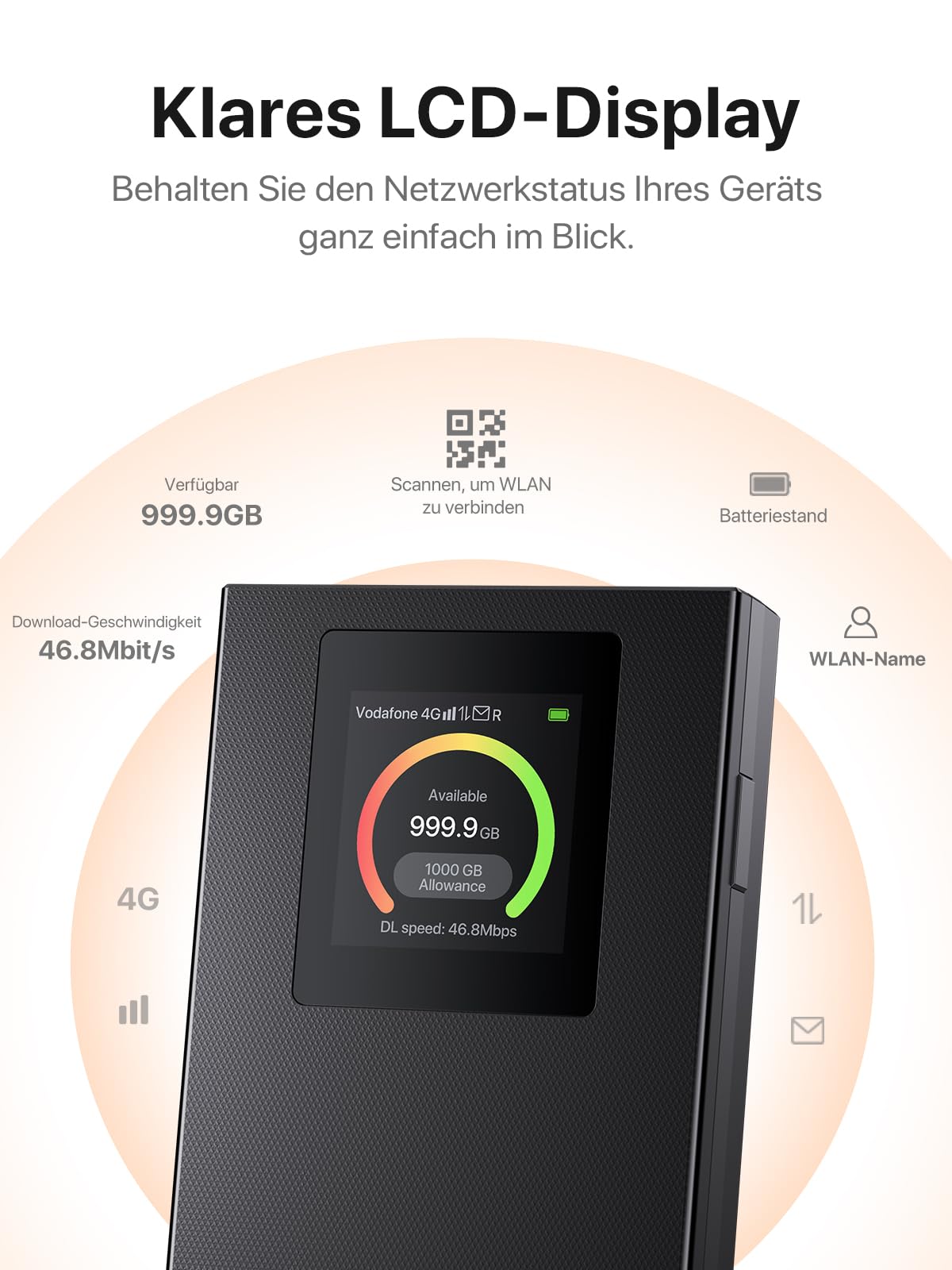 Tenda Mobiler WLAN Router Wi-Fi 6, 2100mAh Akku, 4G Hotspot, USB-C