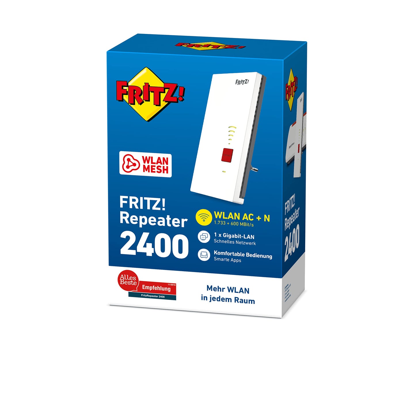 FRITZ!Repeater 2400 Dual-Band WLAN, bis zu 1733 MBit/s + 600 MBit/s, Gigabit LAN