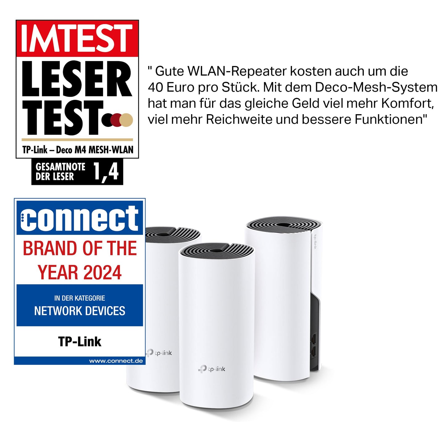 TP-Link Deco M4 Mesh WLAN Set 3er, AC1200 Dual Band, 2x Gigabit Ports
