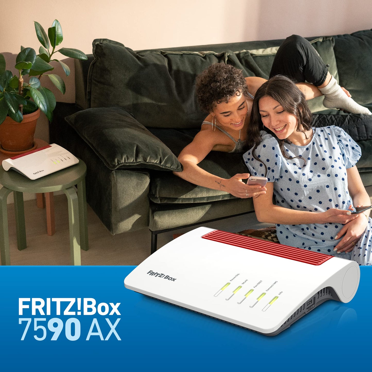 FRITZ!Box 7590 AX Wi-Fi 6 DSL Router, VDSL Supervectoring, Mesh, DECT