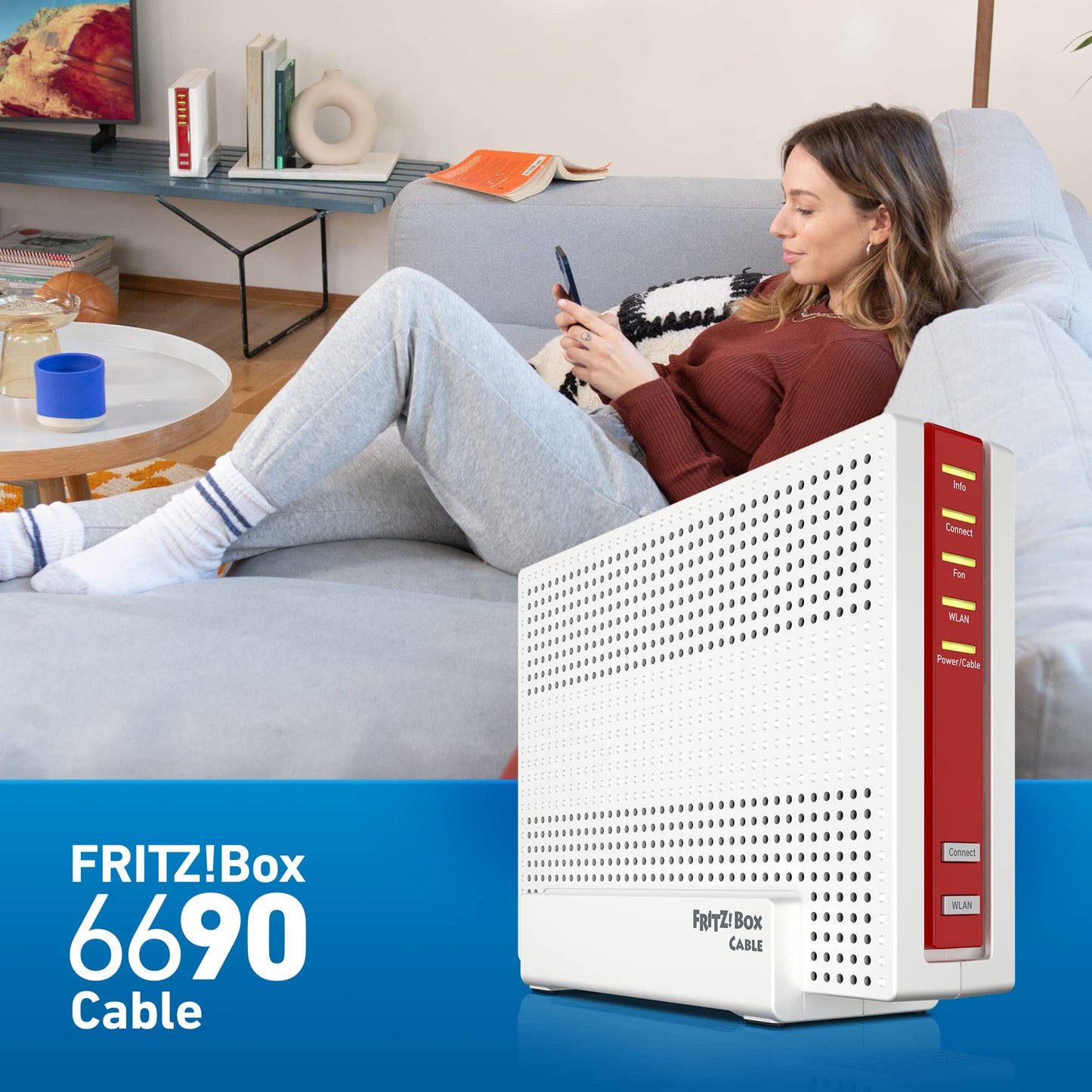 FRITZ!Box 6690 Cable Router, Wi-Fi 6, DOCSIS 3.1, DECT