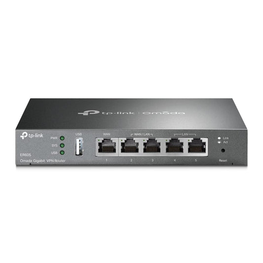 TP-LINK ER605 5-Port Dual WAN VPN Router, Omada SDN, Firewall, Schwarz