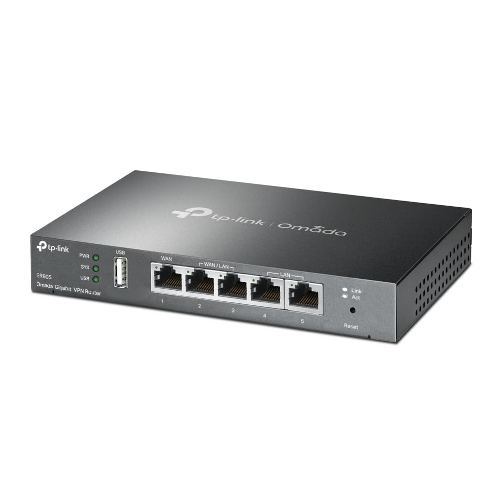 TP-LINK ER605 5-Port Dual WAN VPN Router, Omada SDN, Firewall, Schwarz
