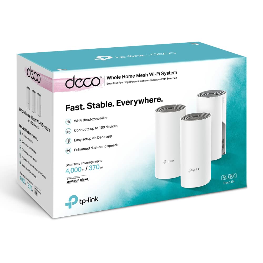 TP-Link Deco E4 Mesh WLAN Set 3er, AC1200 Dual Band, 6x 100Mbit/s Ports