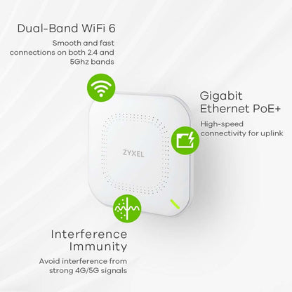 Zyxel NWA50AX WiFi 6 AX1800 Access Point, Dual-Band, PoE, Cloud & Standalone verwaltbar