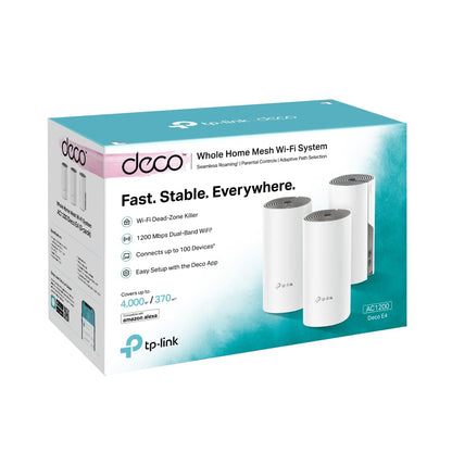 TP-Link Deco E4 Mesh WLAN Set 3er, AC1200 Dual Band, 6x 100Mbit/s Ports