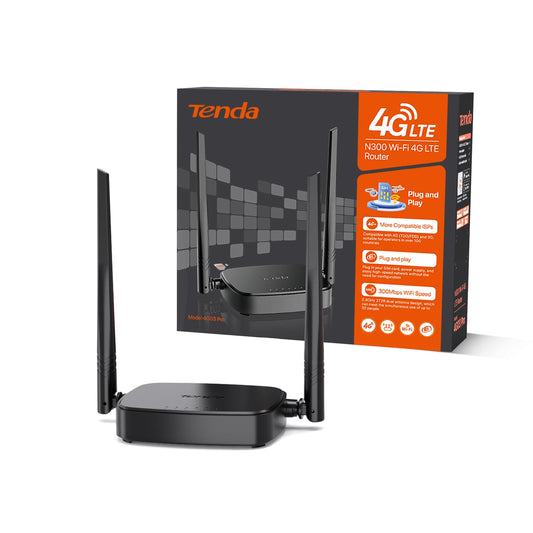 Tenda 4G03 Pro LTE Router, Nano-SIM, N300 WLAN, 2 Antennen, Schwarz