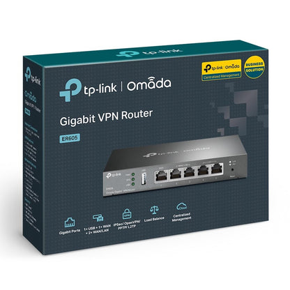 TP-LINK ER605 5-Port Dual WAN VPN Router, Omada SDN, Firewall, Schwarz