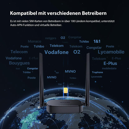 Tenda 4G03 Pro LTE Router, Nano-SIM, N300 WLAN, 2 Antennen, Schwarz