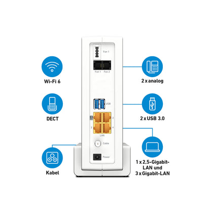 FRITZ!Box 6690 Cable Router, Wi-Fi 6, DOCSIS 3.1, DECT