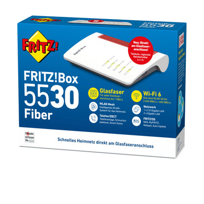 FRITZ!Box 5530 Fiber Wi-Fi 6 Router, 3 Gbps, 2.5-Gigabit LAN