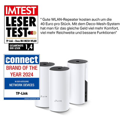 TP-Link Deco M4 Mesh WLAN Set 3er, AC1200 Dual Band, 2x Gigabit Ports